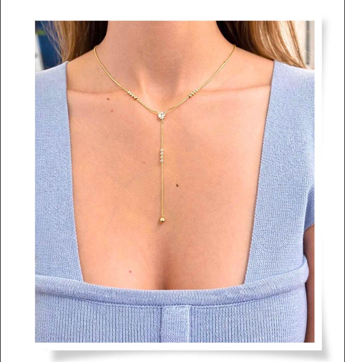 Celeste Drop Lariat Necklace
